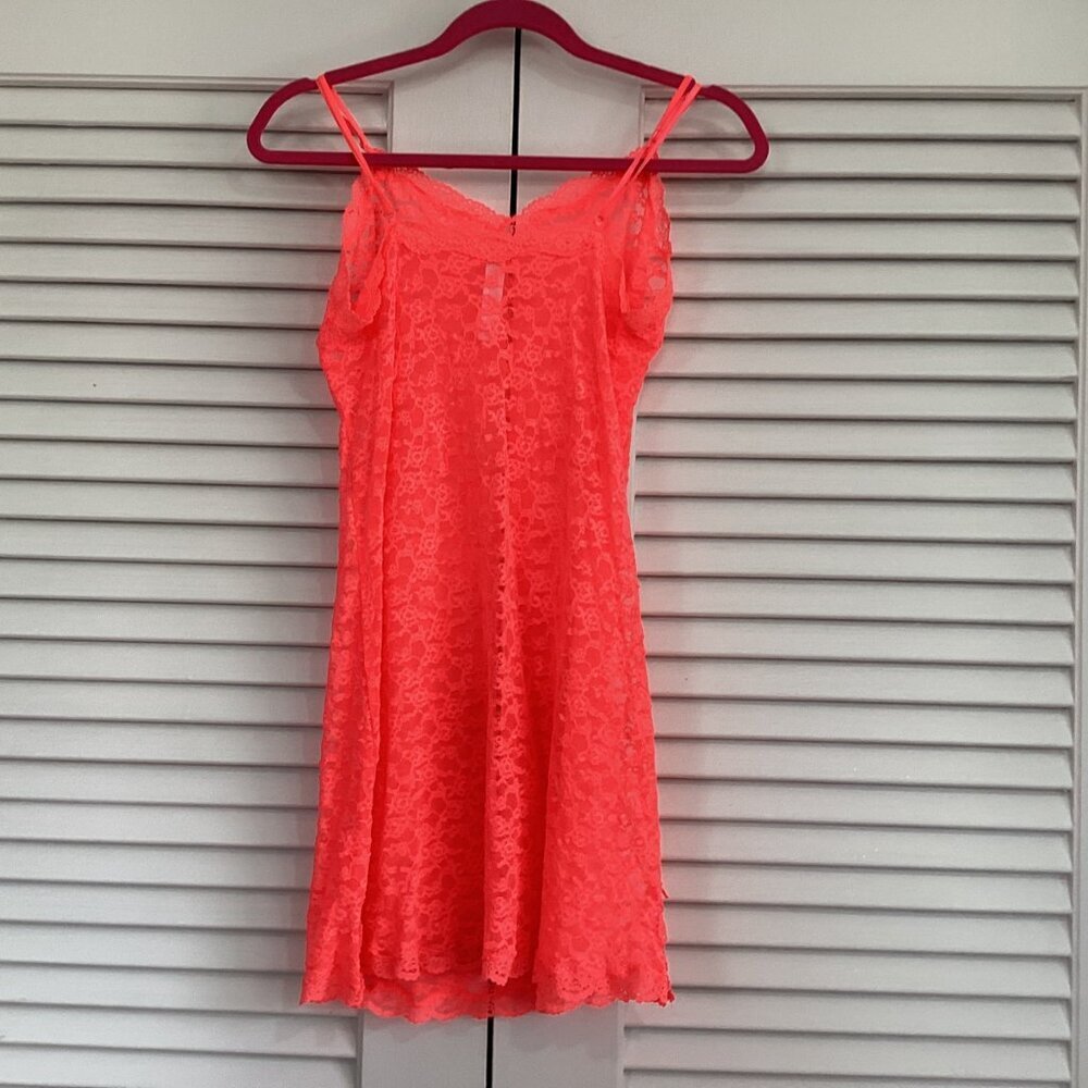 Victoria secret  Neon pink vintage dress slip dress lace collection size L - Picture 3 of 11